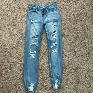 Blue ripped american eagle jeans
